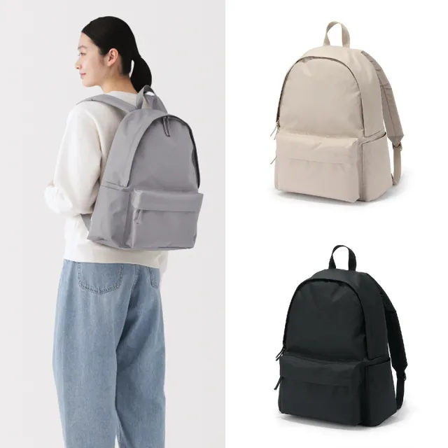 【MUJI 無印良品】可減輕肩膀負擔撥水加工後背包(灰色/黑色/淺米/煙燻藍)