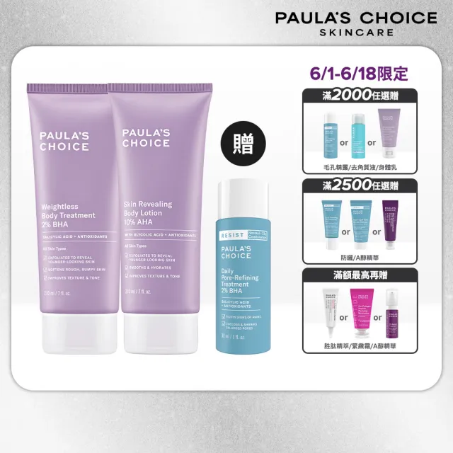 【Paulas Choice 寶拉珍選】水果身體乳組(2%水楊酸身體乳210ml+10%果酸身體乳210ml)