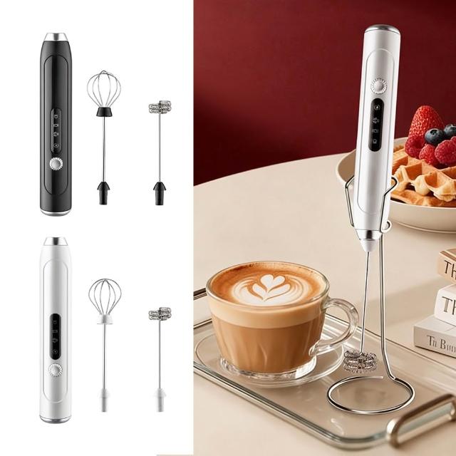 【kingkong】手持電動咖啡打泡器 304不鏽鋼雙頭奶泡器 R3（牛奶 拉花 攪拌器）