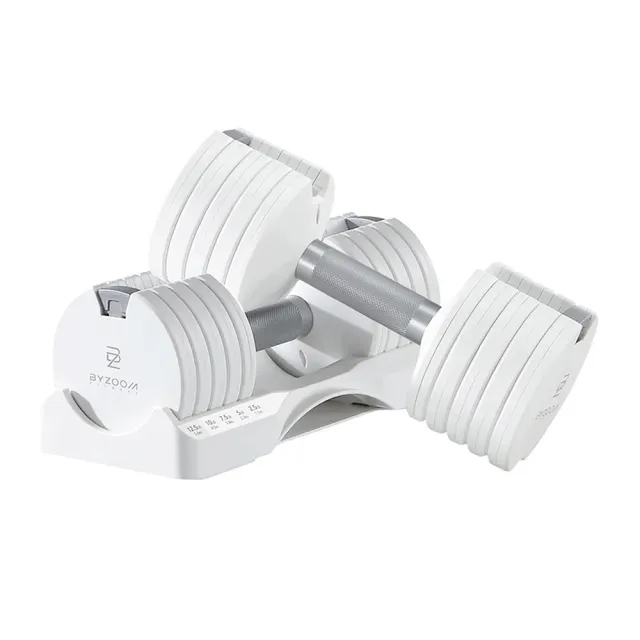 【BYZOOM FITNESS】Pure Series可調式啞鈴12.5lb/約5.6kg 雙入+(30LB) 可調式壺鈴 白