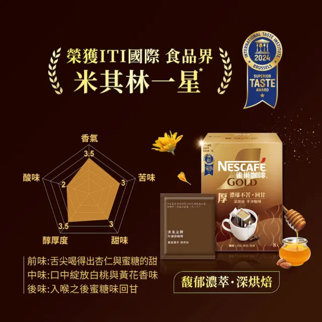 【NESCAFE 雀巢咖啡】金牌綜合濾掛咖啡任選(堅果花香/耶加雪菲/陽光柑橘/冰萃)