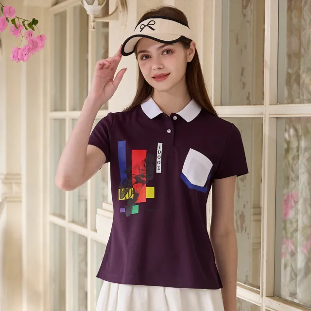【LEIDOOE】C+T舒適棉感深紫女短POLO衫(96295)