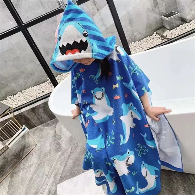 【安朵童舖】現貨兒童連帽浴巾女童斗篷浴巾浴袍男童連帽斗篷浴巾卡通印花沙灘巾