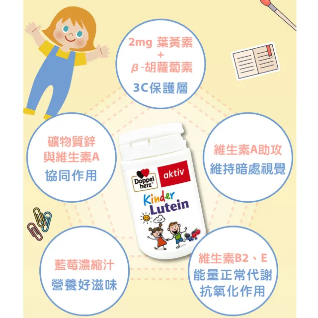 【Doppelherz 德之寶】兒童莓果葉黃素口含錠60錠/盒(德國雙心)