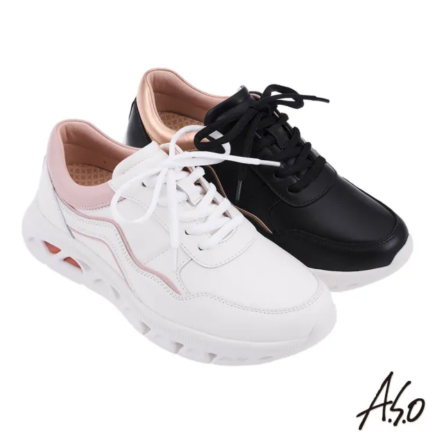 【A.S.O 阿瘦集團】A.S.O 萬步系列-防震護足綁帶款女鞋(女鞋_2色任選)