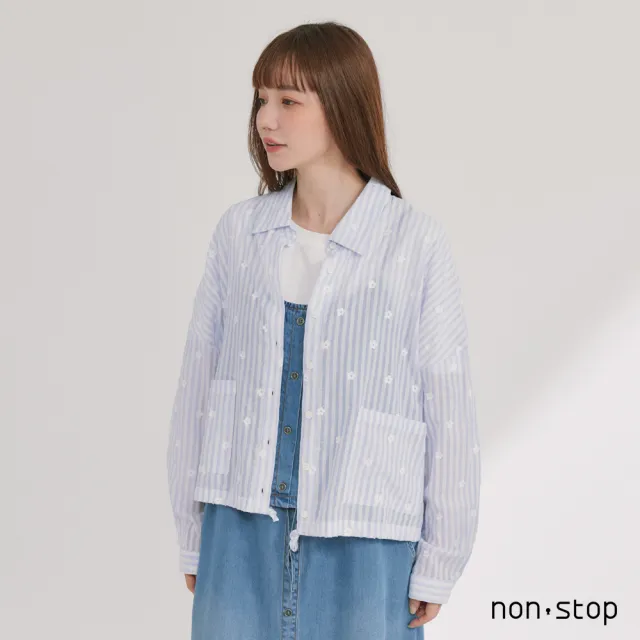 【non-stop】花語條紋短版襯衫-2色