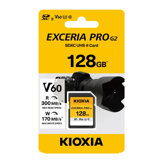 【KIOXIA  鎧俠】EXCERIA PRO G2 SDXC UHS-II U3/V60/C10 128GB 記憶卡