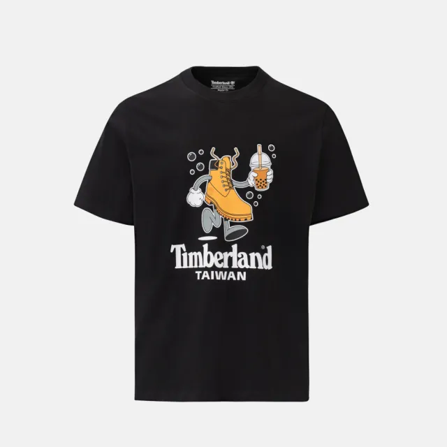 【Timberland】台灣限定款黑色珍珠奶茶短袖T恤(0YHNPL15)