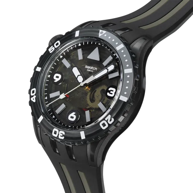 【SWATCH】SCUBAQUA 酷炫黑 BLACK SEA NETTLE SSCU09B100 (44mm)