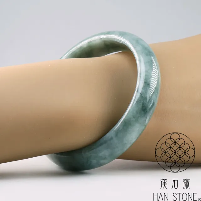 【漢石齋】天然翡翠A貨 手鐲玉鐲 油青飄花種 福 利 品(版寬10mm以上)