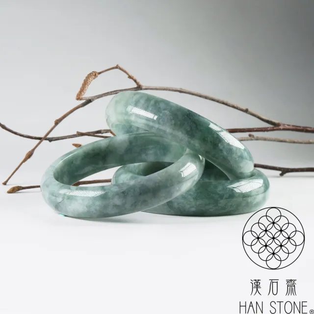 【漢石齋】天然翡翠A貨 手鐲玉鐲 油青飄花種 福 利 品(版寬10mm以上)