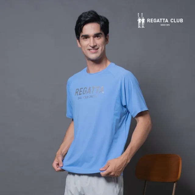 【Regatta Club】涼感高彈質感運動休閒圓領T恤(男女款/短袖上衣/吸濕排汗/極輕冰涼/藍色)
