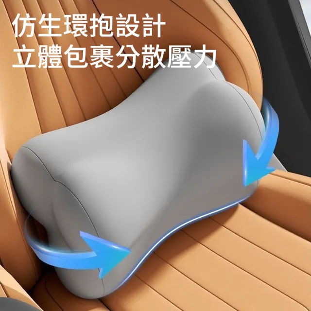 【Yitu】汽車頭枕腰靠組 記憶棉護頸護腰 車用靠墊套裝 人體工學舒壓 長途駕駛必備