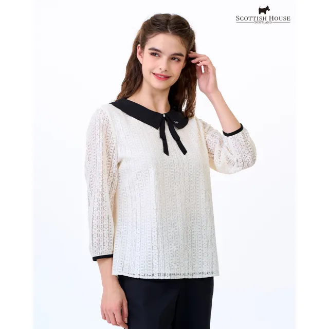 【SCOTTISH HOUSE】蕾絲布八分袖上衣-天使白 CIWB1379