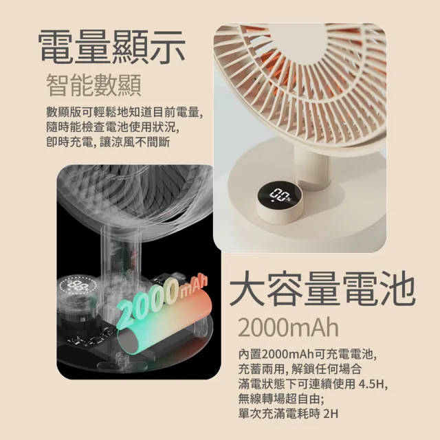 【SOTHING 向物】超靜音!USB無線擺頭桌面風扇 羽-杏色(辦公室必備 usb風扇 桌扇 無線風扇 靜音風扇)