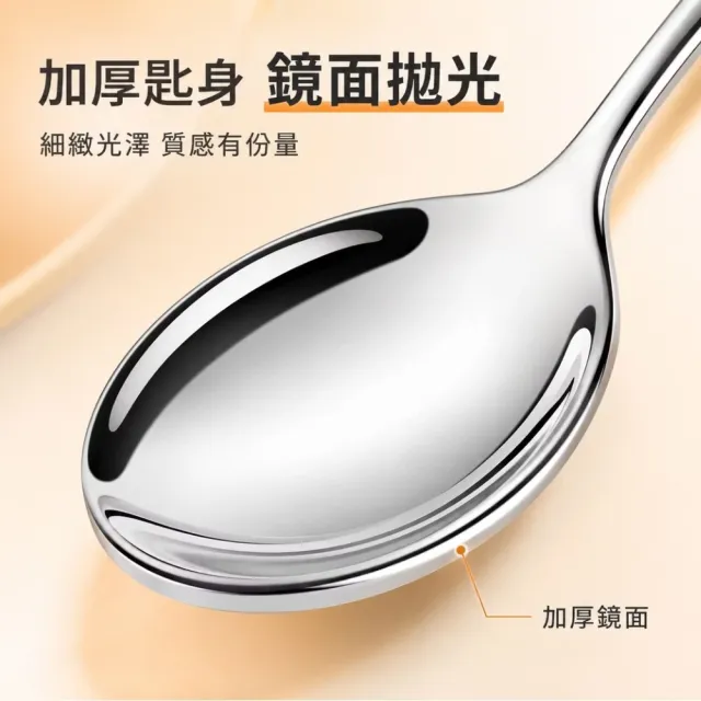 喜艾尼 加厚316不鏽鋼湯匙4入(鏡面拋光 點心匙 甜點 飯匙 咖啡勺 攪拌勺 環保餐具 旅行 便攜)