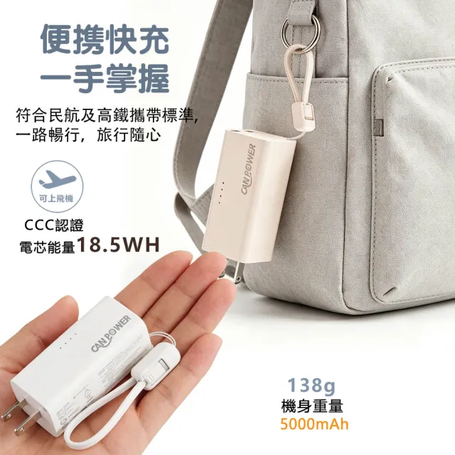 【RDi】半固態磁吸mini行動電源 防爆防燃 PD快充 自帶線 自帶AC插頭 CANPOWER