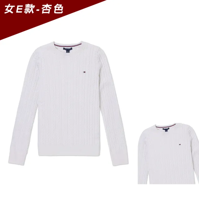【TOMMY HILFIGER】TOMMY 經典圓領刺繡小LOGO麻花針織毛衣 上衣-女-多色選(平輸品/保暖舒適)