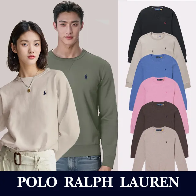 【RALPH LAUREN】RL POLO 經典刺繡小馬大學T恤 上衣-多色選(平輸品/無刷毛/保暖舒適)