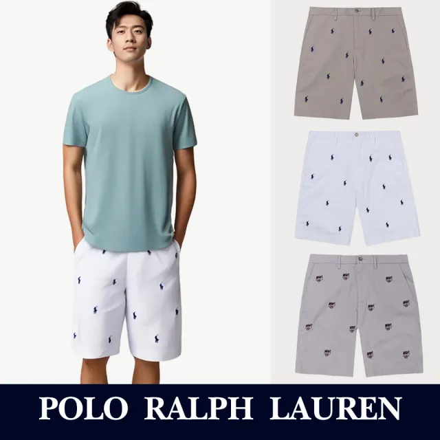 【RALPH LAUREN】RL POLO 經典刺繡滿版休閒短褲-多色選(平輸品)
