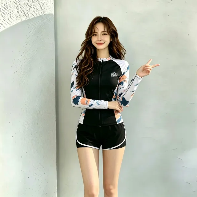 【AS 梨卡】多件式泳裝 泳衣 水母衣 衝浪衣 淺水衣 情侶泳裝 防曬泳衣 拉鍊泳裝 FC292