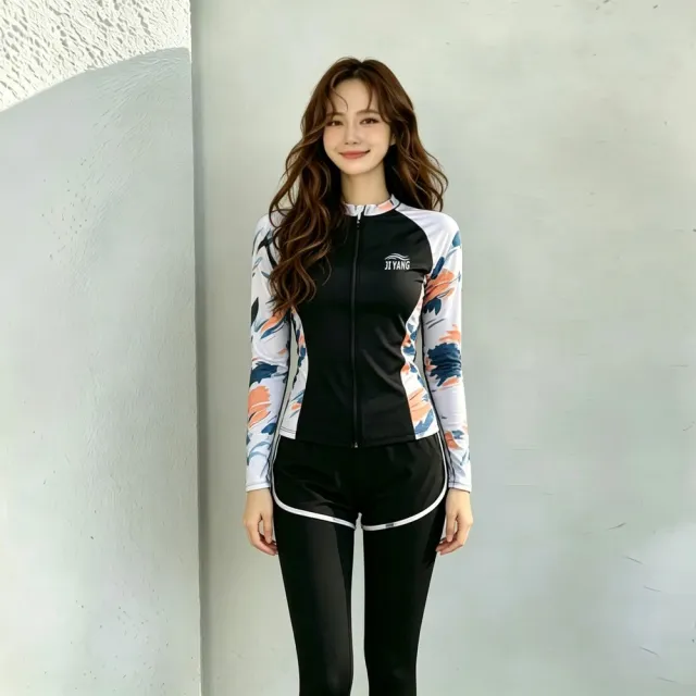 【AS 梨卡】多件式泳裝 泳衣 水母衣 衝浪衣 淺水衣 情侶泳裝 防曬泳衣 拉鍊泳裝 FC292