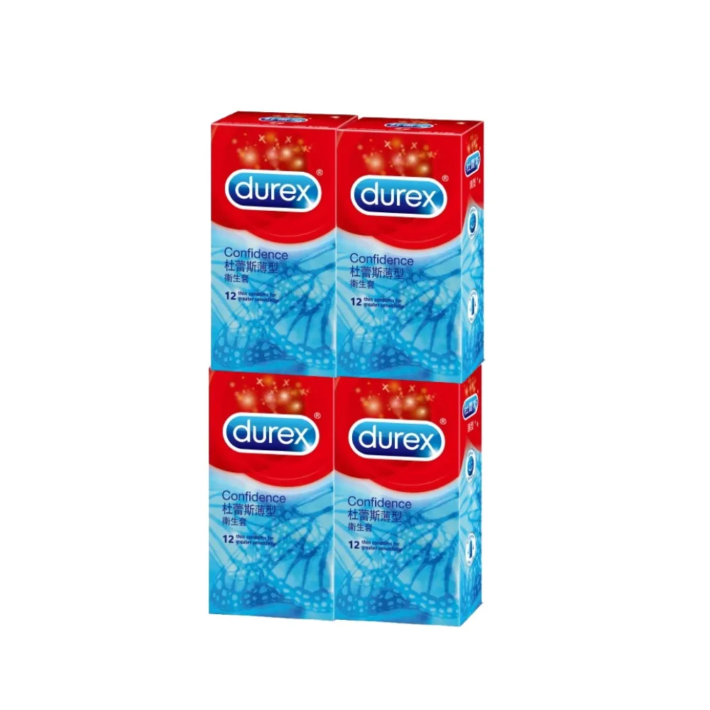 【Durex 杜蕾斯】薄型裝衛生套4盒(共48入 保險套/衛生套/避孕套/安全套/避孕/保險套推薦)