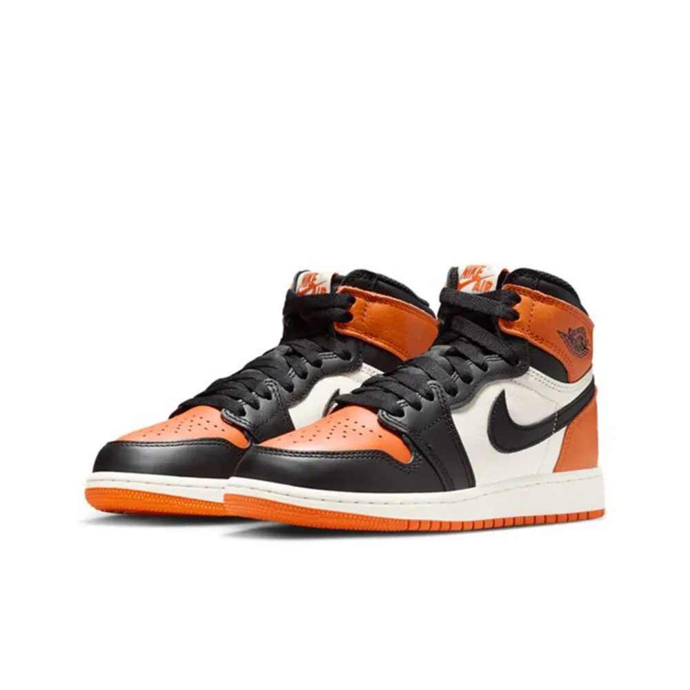 【NIKE 耐吉】Air Jordan 1 Retro High OG 2025 黑橘 GS 大童 高筒 柔軟 皮革 休閒鞋 大童鞋 FD1437-008