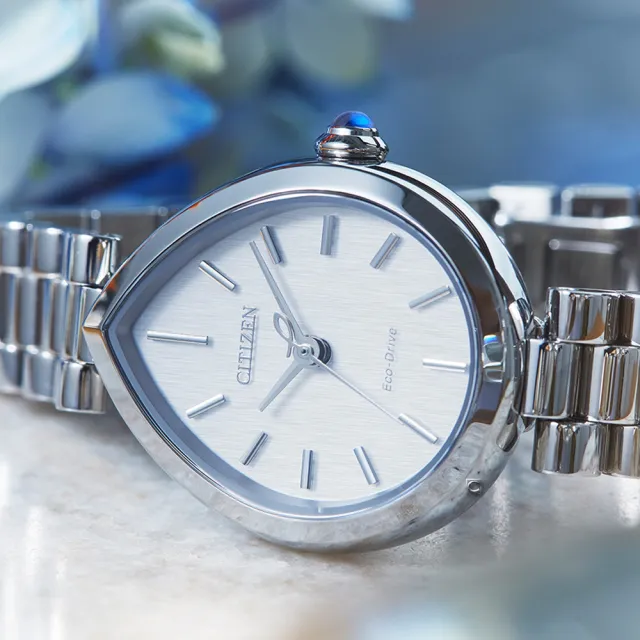 【CITIZEN 星辰】L Rainell 系列 光動能水滴型腕錶-銀色 EM1200-55A