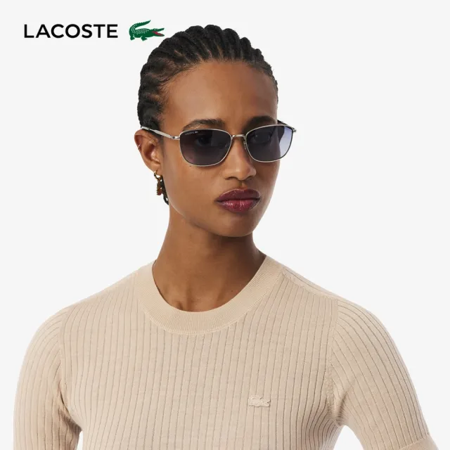 【LACOSTE】女款-短袖美麗諾羊毛羅紋針織衫(淺褐色)