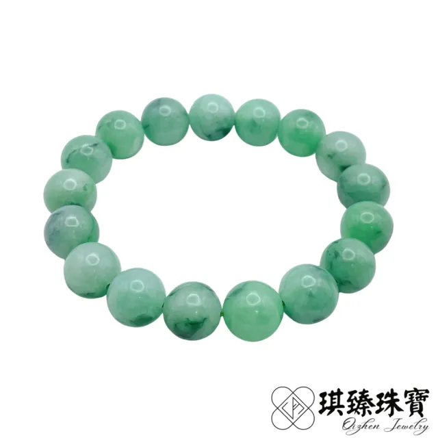 【琪臻珠寶】天然A貨翡翠豆糯種果綠圓珠手珠手串(12mm圓珠_漸層果綠_隨機出貨_雙十獻禮)