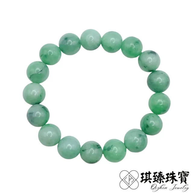 【琪臻珠寶】天然A貨翡翠豆糯種果綠圓珠手珠手串(12mm圓珠_漸層果綠_隨機出貨_雙十獻禮)