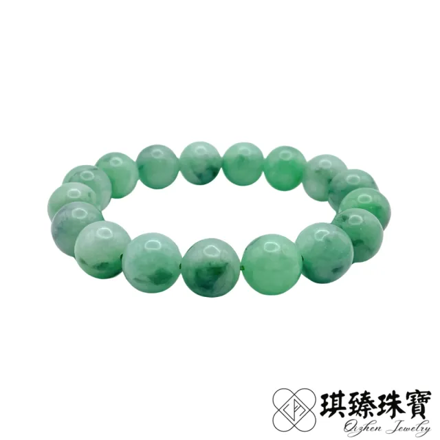 【琪臻珠寶】天然A貨翡翠豆糯種果綠圓珠手珠手串(12mm圓珠_漸層果綠_隨機出貨_618狂歡節_限時搶購)