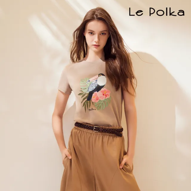 【Le Polka】大嘴鳥亮片印花上衣-女