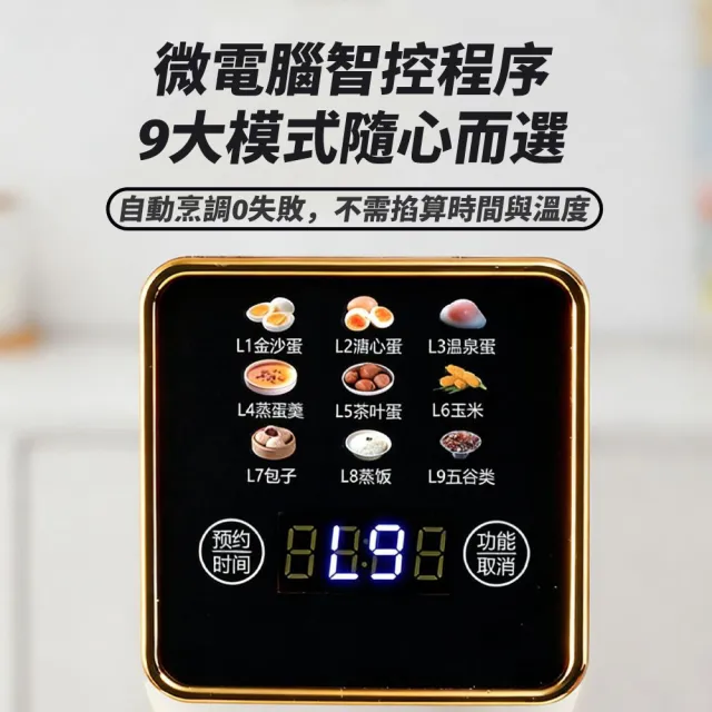 VWV 蒸蛋器 110V家用煮蛋機 多功能早餐神器(上蒸下煮 24H預約+九大功能 送蒸籠+304蒸碗+蛋架)