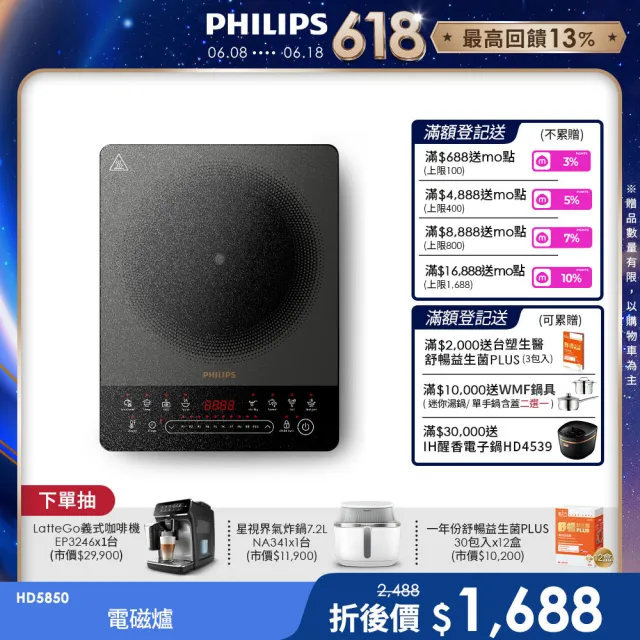 【Philips 飛利浦】電磁爐_HD5850/90