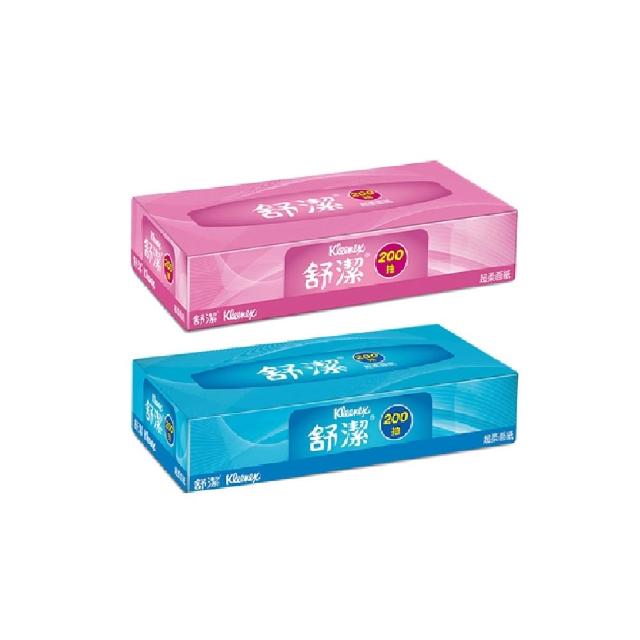 【Kleenex 舒潔】超柔大容量薄盒面紙200抽x40盒/箱(紅色/藍色各20盒)