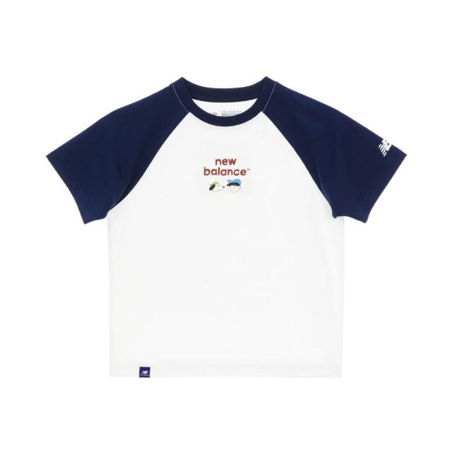 【NEW BALANCE】NB 童裝 拼接短袖上衣_7EG2V01WNV_男童/女童_藍白色