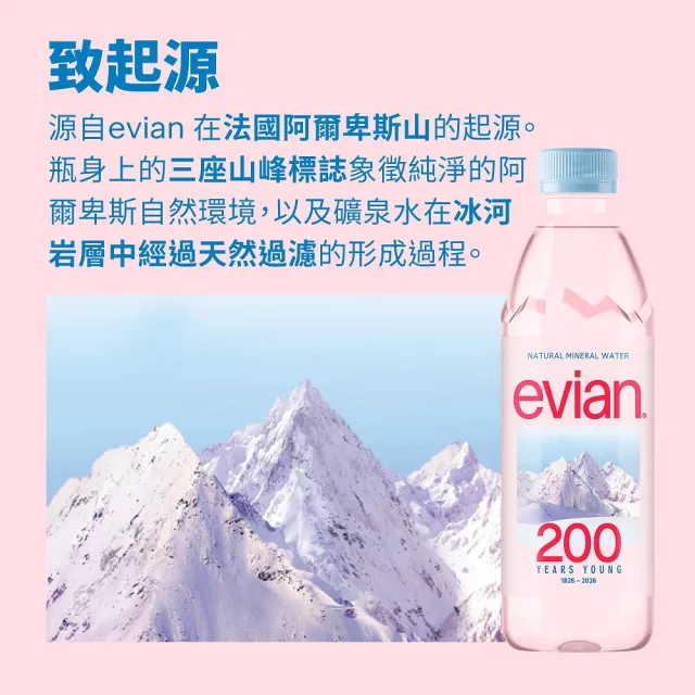 【Evian 依雲】官方直營 天然礦泉水500mlx24入/箱(寶特瓶/限量瓶跟一般瓶隨機出貨)