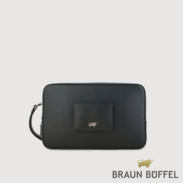 【BRAUN BUFFEL 德國小金牛】卡特 手拿包-黑色(BF585-03-BK) 男包送禮推薦