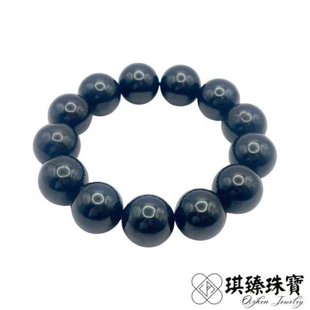 【琪臻珠寶】天然墨翠開運辟邪圓珠手串手珠(圓珠15mm_翡翠_雙十獻禮)