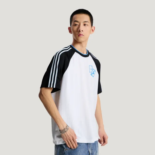【adidas 愛迪達】DISNEY 短袖上衣(KY8307 男款ORIGINALS寬鬆撞色休閒T恤 妙妙貓)