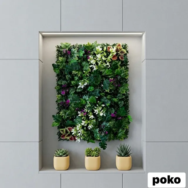 仿真植物牆 60*40cm 園藝造景(綠植牆 植栽墻 景觀裝飾 仿真花 花草牆 植物牆 綠化牆