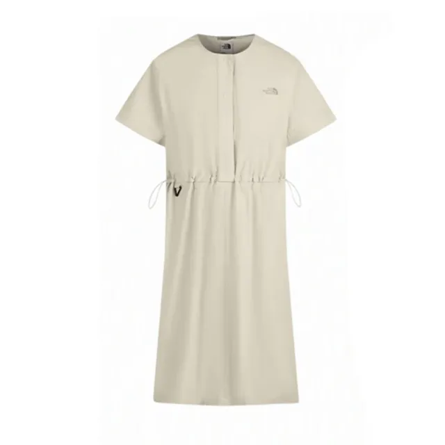 【The North Face】北臉 洋裝 女 運動洋裝 長版上衣 防潑水 抗UV W CASUAL SHIRT DRESS 卡其 NF0A8G04DOM