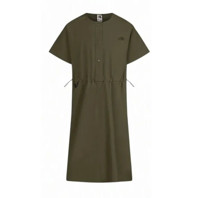 【The North Face】北臉 洋裝 女 運動洋裝 長版上衣 防潑水 抗UV W CASUAL SHIRT DRESS 綠 NF0A8G0421L