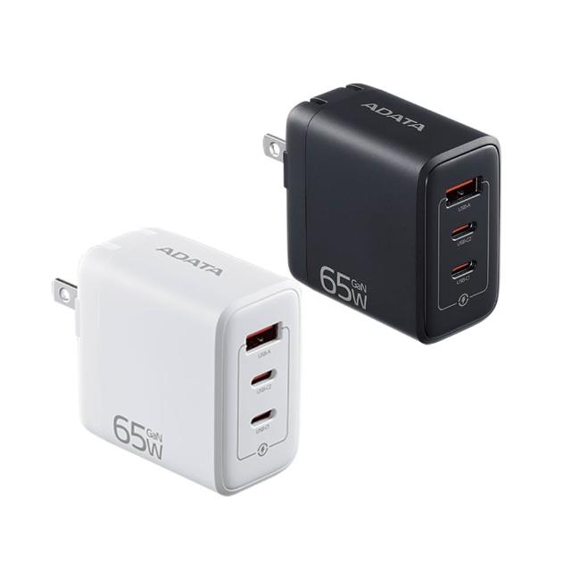 【ADATA 威剛】G653 2C/1A 65W GaN氮化鎵 三孔 PD快充充電器(支援筆電/平板/手機同步充電)