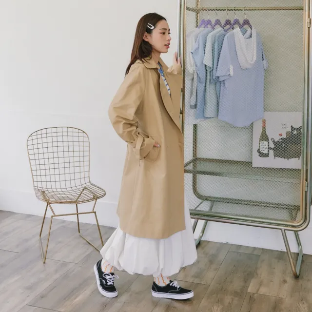 【Dailo】率性鋪棉風衣外套 藍 卡(魅力商品)