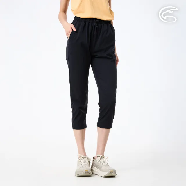 【ADISI】女極輕膚快乾抗UV呼吸八分褲 AP2611004 碳黑 S-2XL｜棉感 抗紫外線 吸濕速乾 彈性