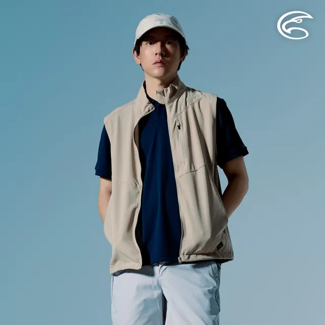 【ADISI】男防曬輕抗風平織背心 AV2691036 卡其 M-3XL｜UPF30+ 抗UV 吸濕排汗 輕抗風 立領 防曬背心