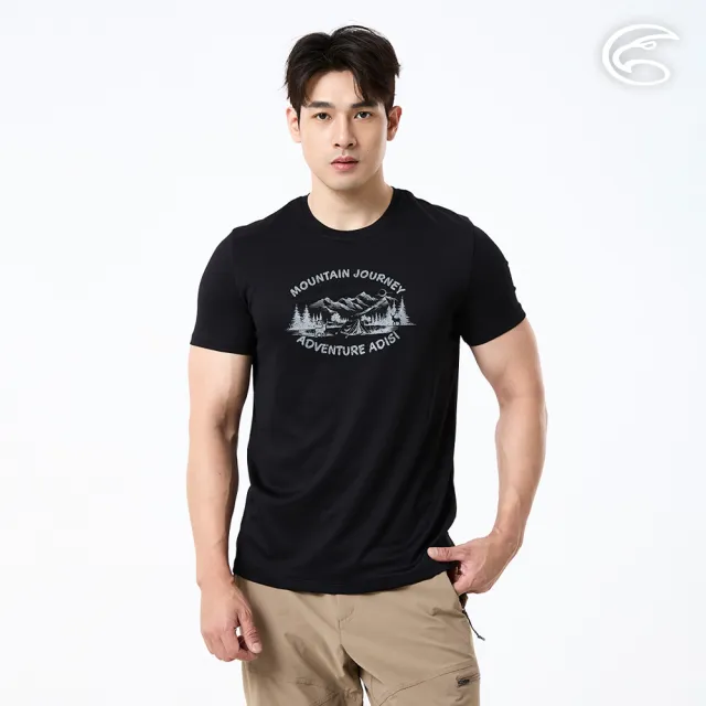 【ADISI】男UPF50+防曬抑菌短袖排汗衣 AL2611069 黑色 M-2XL｜抗UV 吸濕排汗 防臭 彈性 上衣